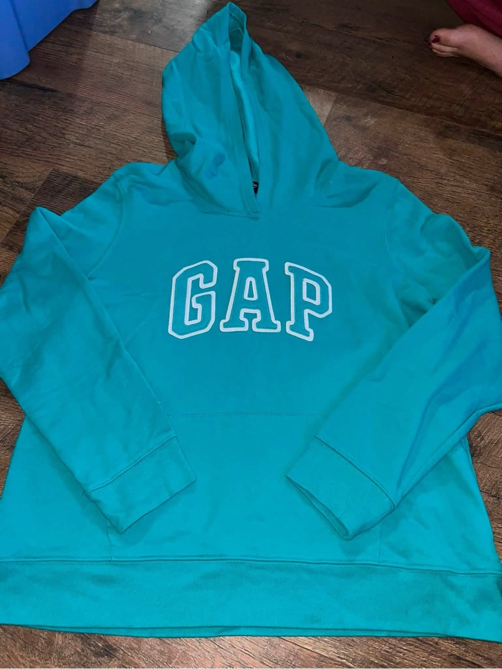 GAP Turquoise Pullover Hoodie with White Logo
